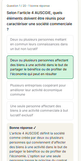 Question de QCM corrigée et expliquée, tirée du cours